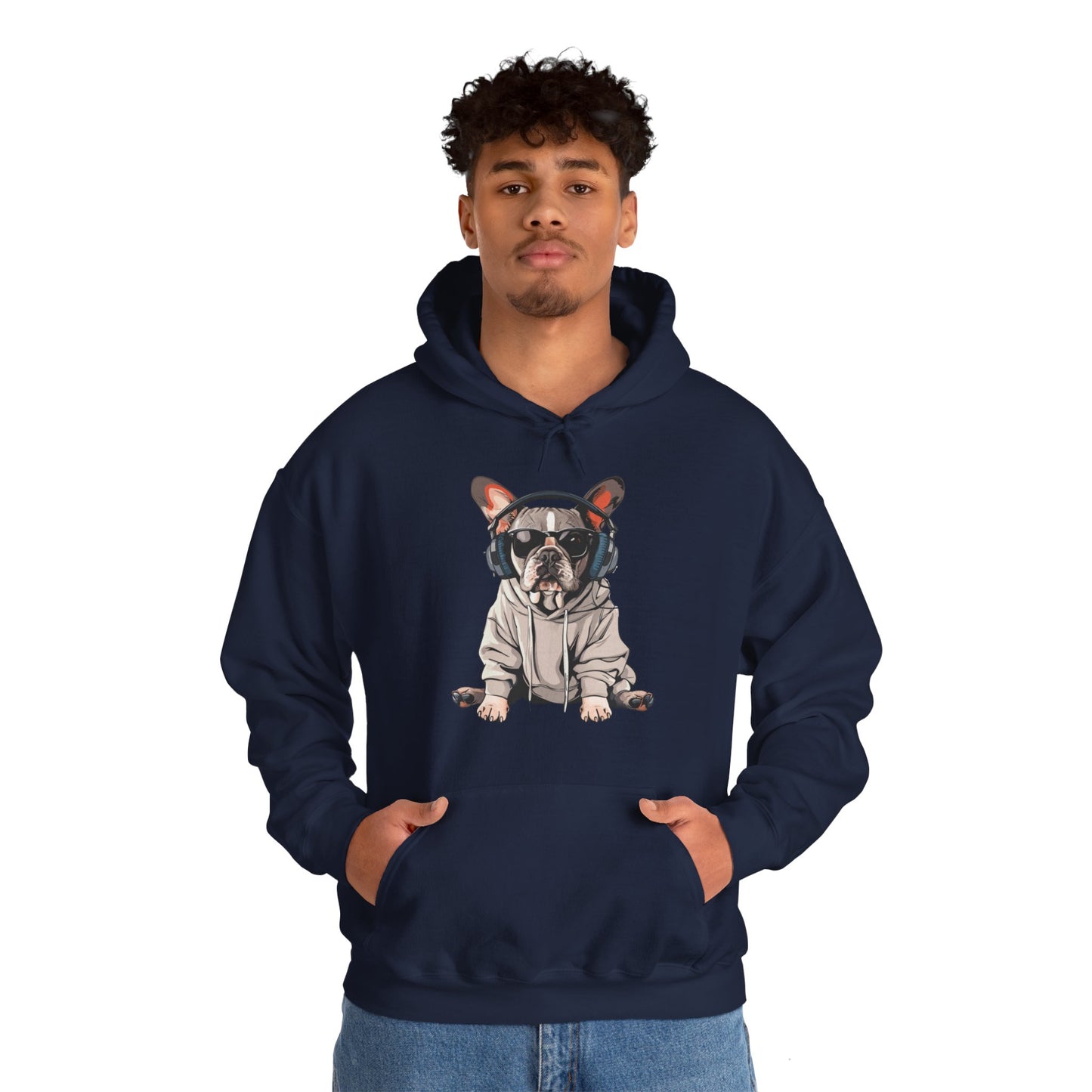 French Bulldogs know how to rock the hoodie game! Unisex Heavy Blend™ Hooded Sweatshirt