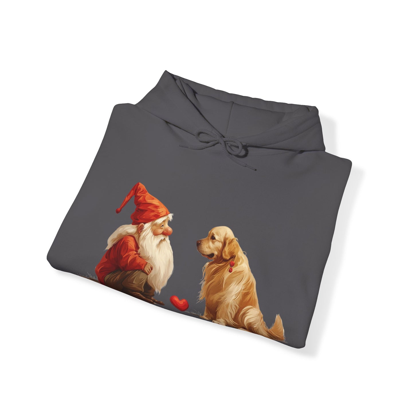 Enchanted Love: Mythical Gnome and Golden Retriever Heartwarming Hoodie