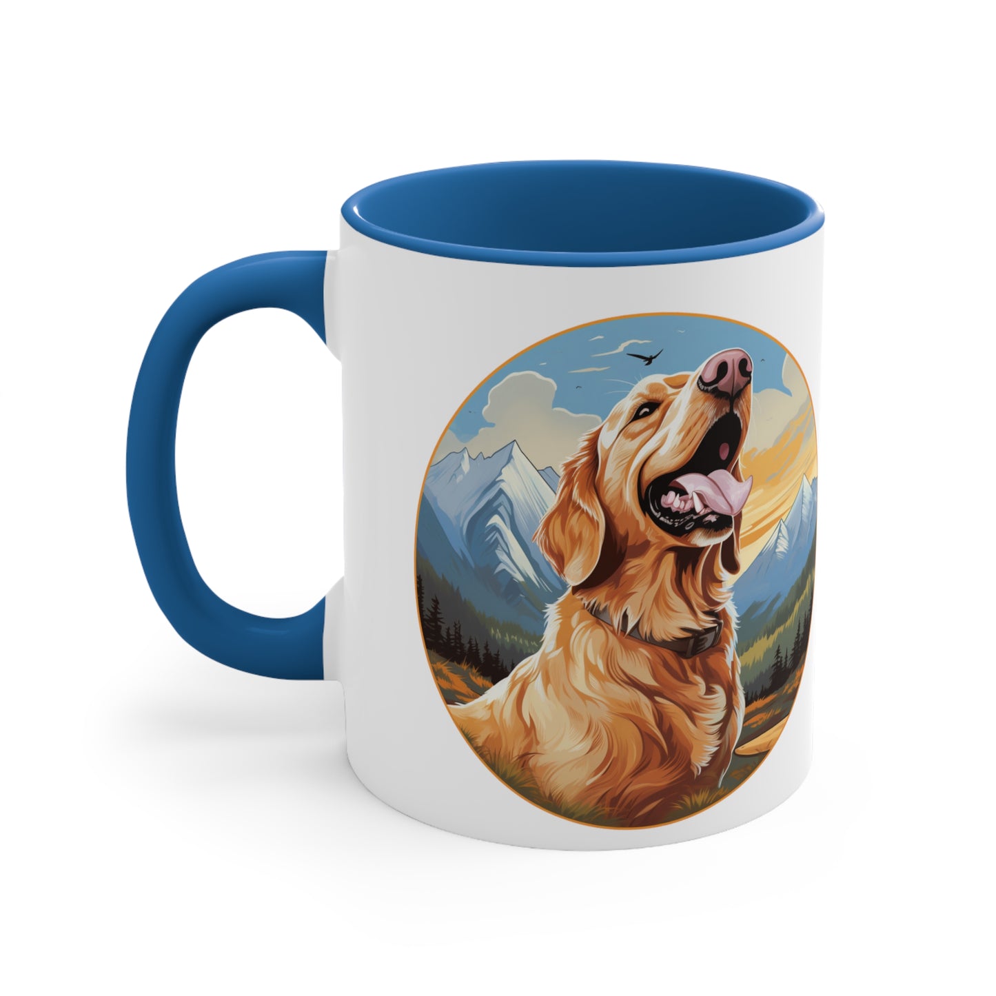 "Campfire Companion: Midday Adventure" Golden Retriever Coffee Mug Accent Coffee Mug, 11oz